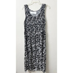 Croft & Barrow Women’s Black Print Maxi Dress S Ruched Sleeveless Shells Coral